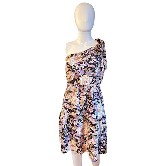 PrettyGarden Chic Women’s Dress S One Shoulder Floral Print Smocked Waist - Picture 1 of 5